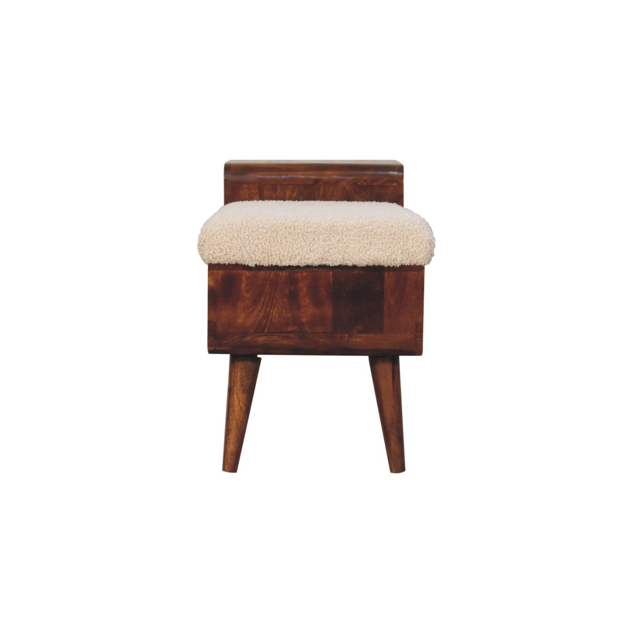 Bouclé Storage Bench, Chestnut