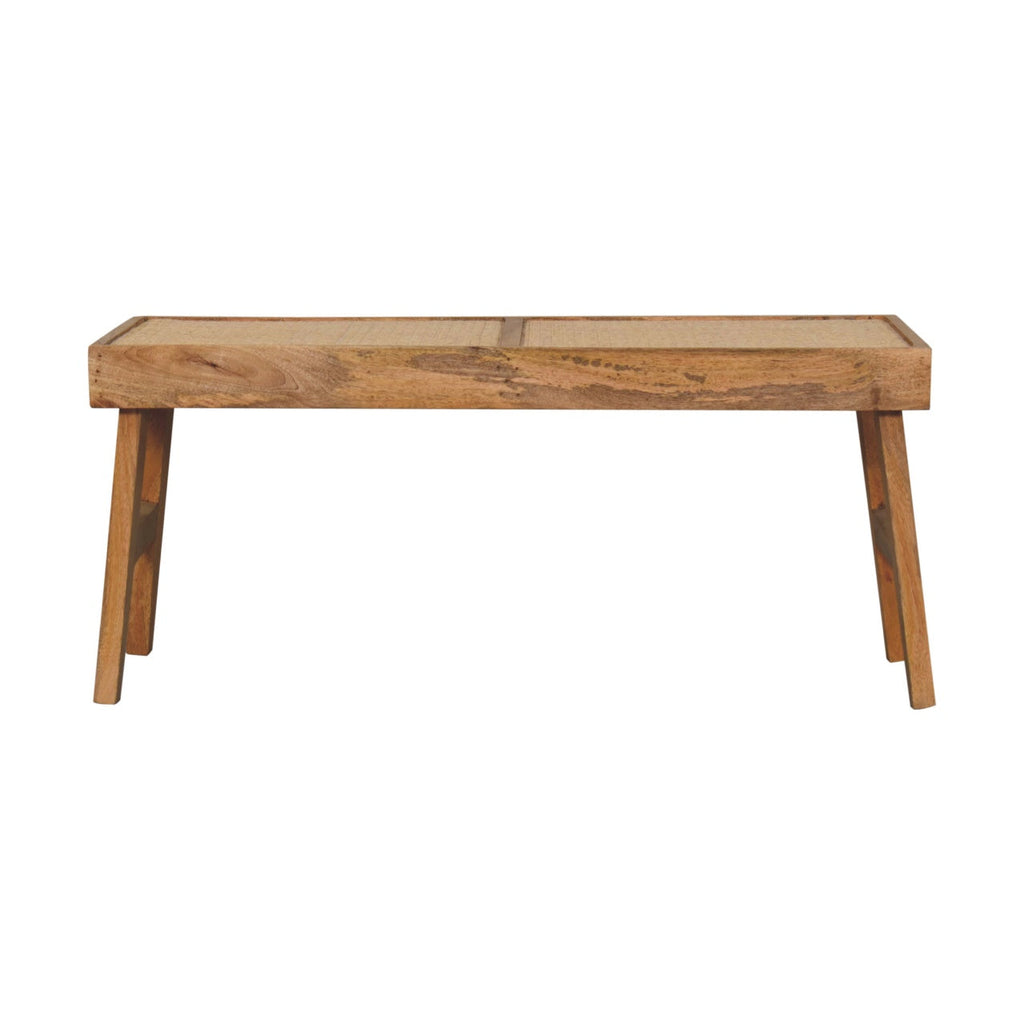 Wooden Rattan Hallway Bench