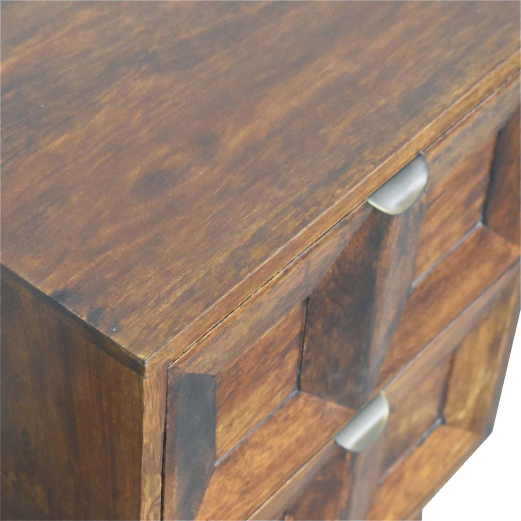 Esther Quad Wooden Bedside Table, Chestnut