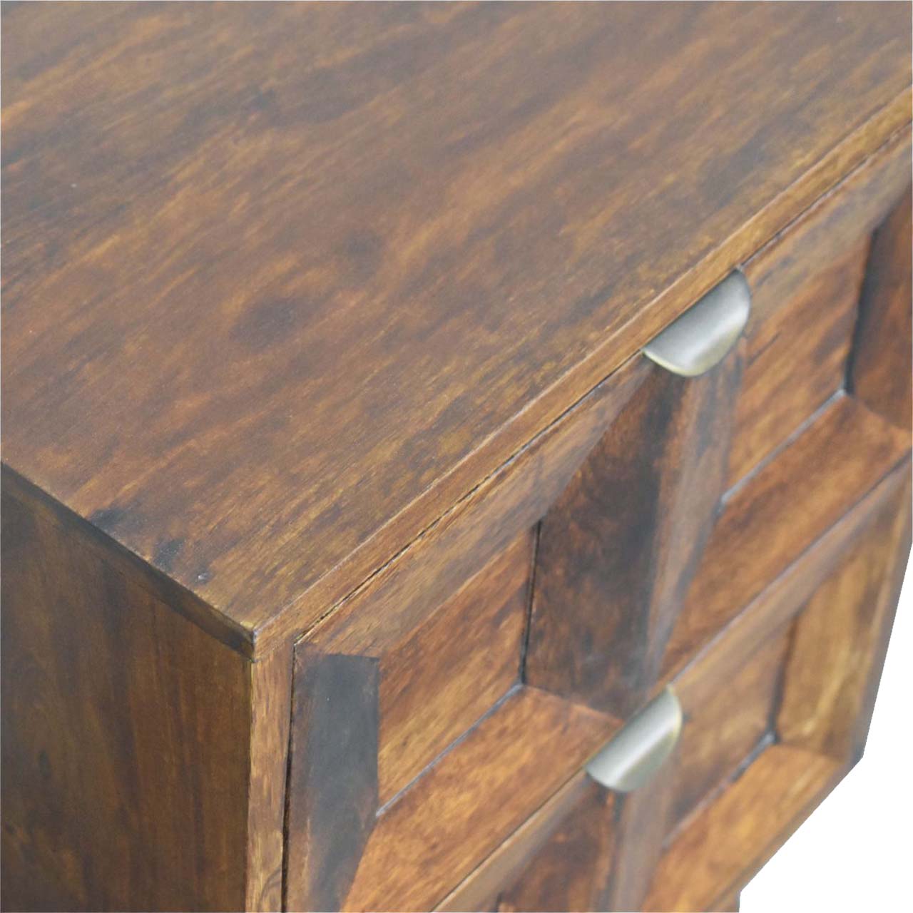 Esther Quad Wooden Bedside Table, Chestnut