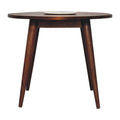 Large Nordic Wooden Round End Table, Chestnut Finish