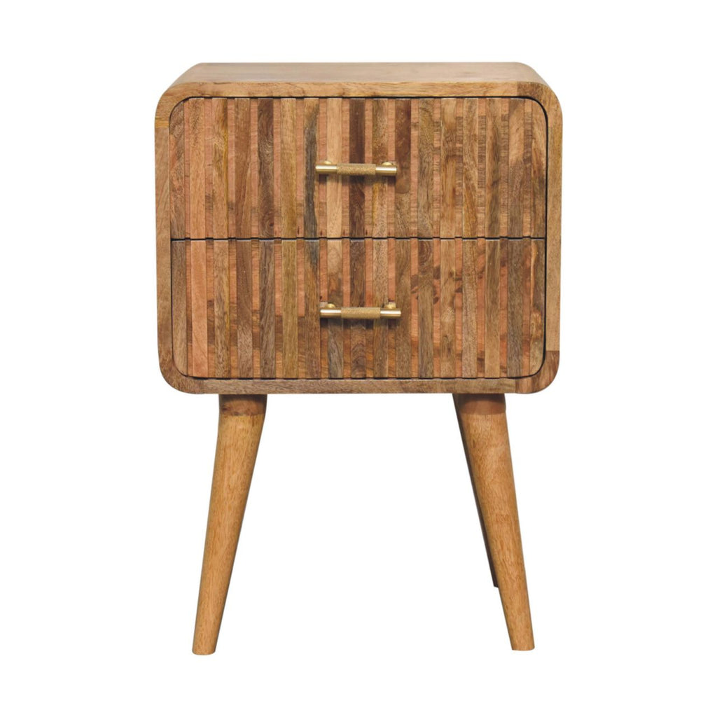 Valen 2 Drawers Wooden Bedside Table, Oak Finish