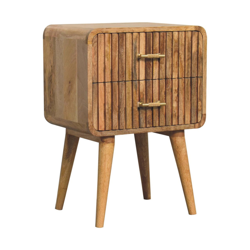 Valen 2 Drawers Wooden Bedside Table, Oak Finish