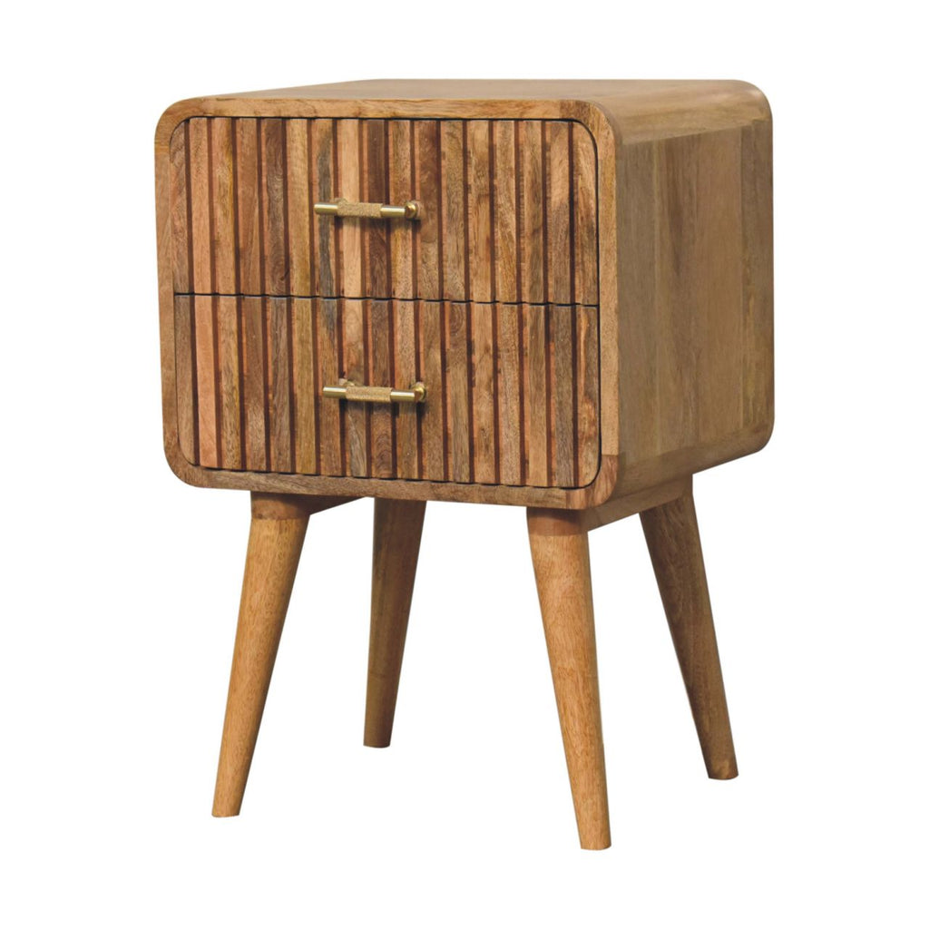 Valen 2 Drawers Wooden Bedside Table, Oak Finish