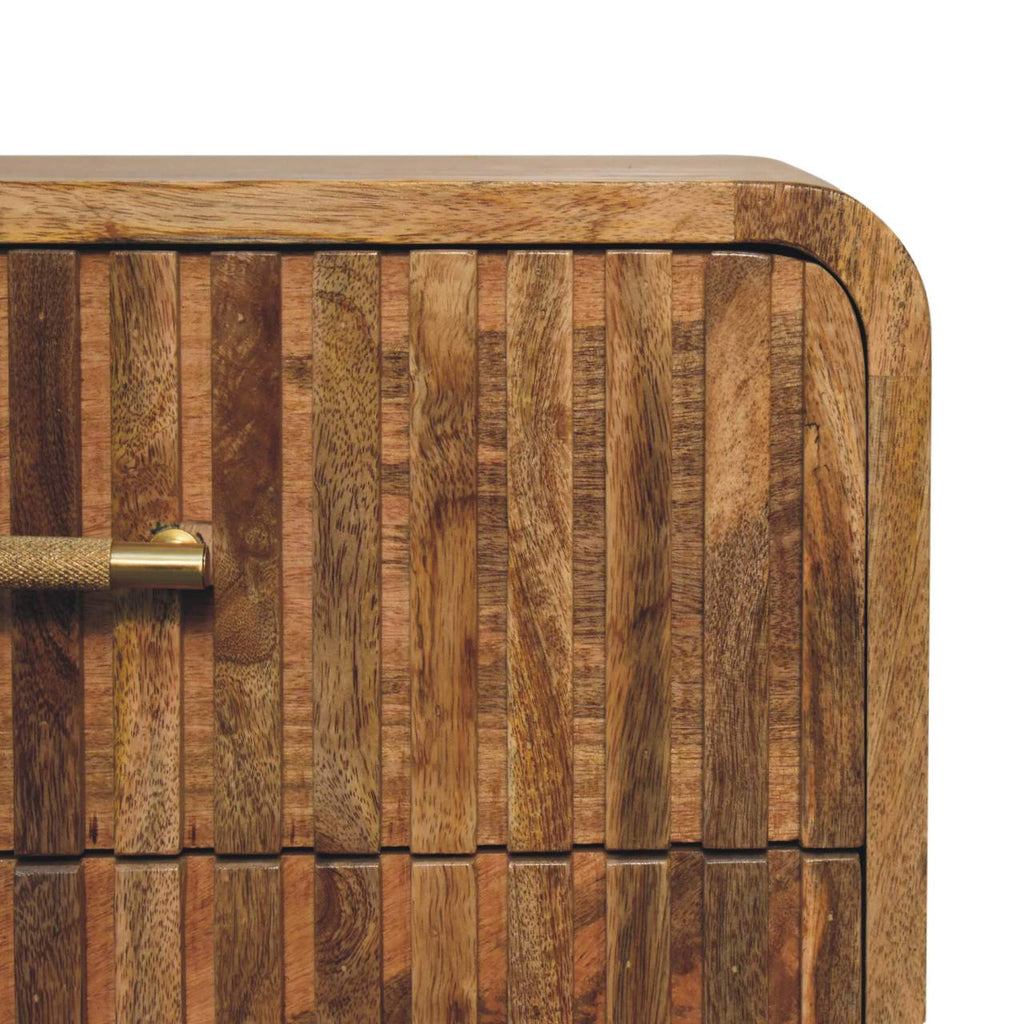 Valen 2 Drawers Wooden Bedside Table, Oak Finish