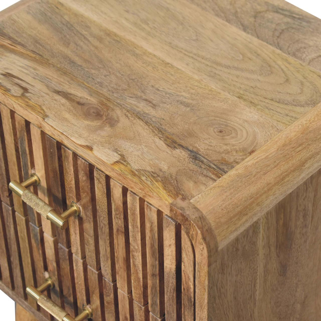 Valen 2 Drawers Wooden Bedside Table, Oak Finish