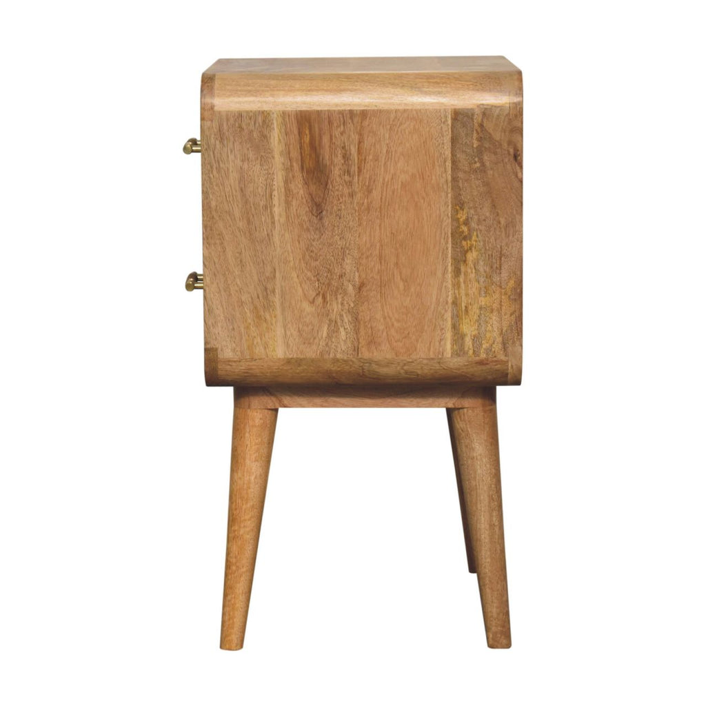 Valen 2 Drawers Wooden Bedside Table, Oak Finish