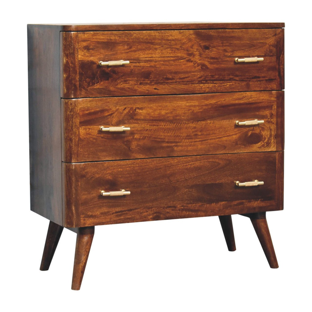 Valen Wooden 3 Drawer Chest, Chestnut