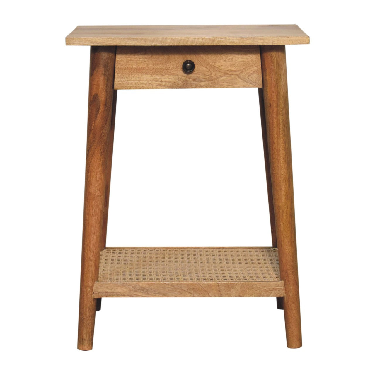 Wooden 1 Drawer Rattan Side Table