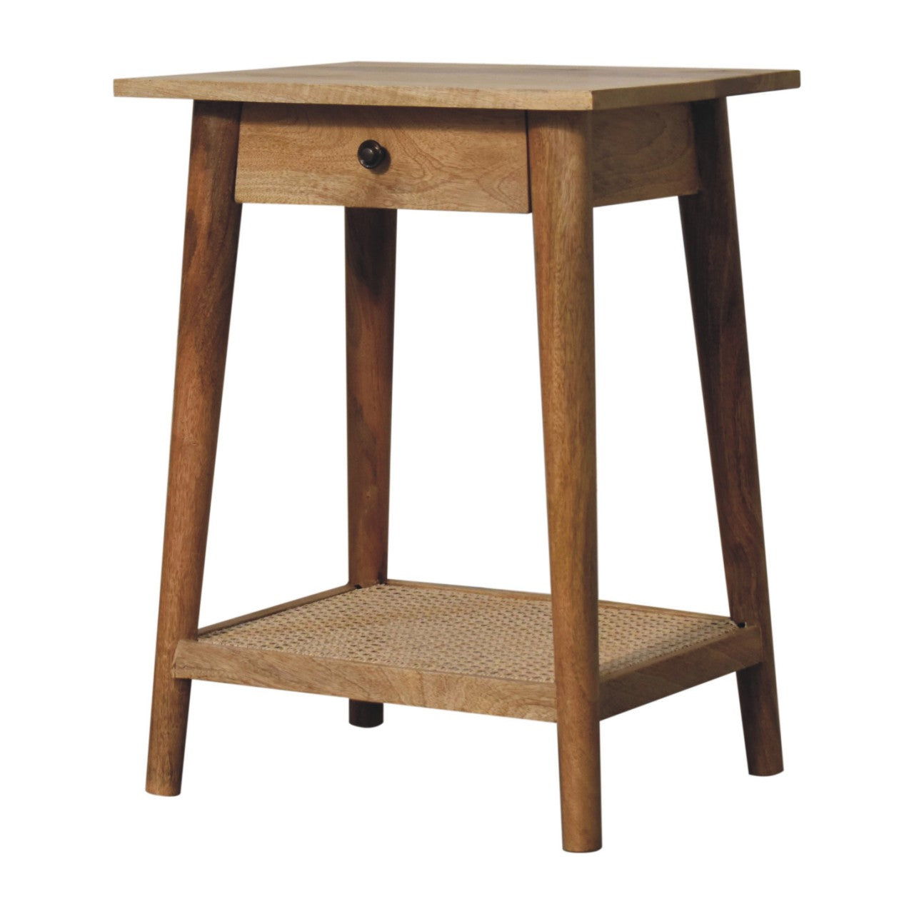 Wooden 1 Drawer Rattan Side Table