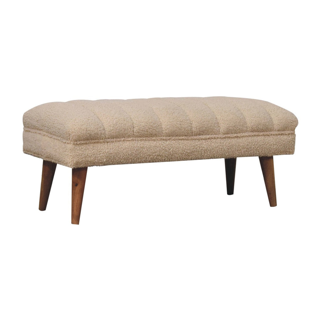 Boucle Puffer Bench, Cream