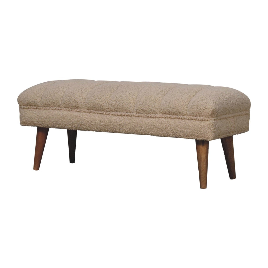 Boucle Puffer Bench, Cream