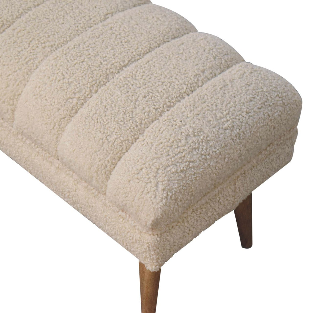 Boucle Puffer Bench, Cream