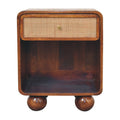 Mango Wood and Rattan Bedside Table, Chestnut Finish