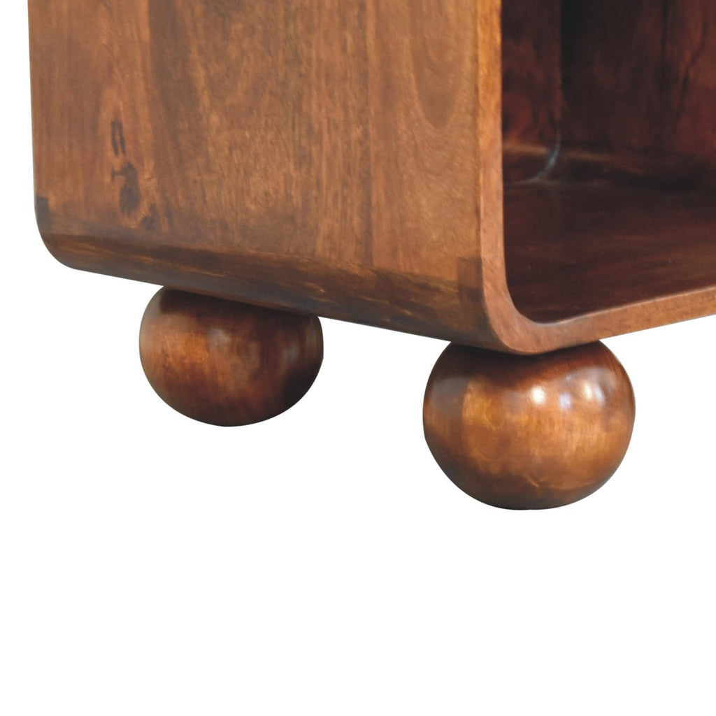 Mango Wood and Rattan Bedside Table, Chestnut Finish