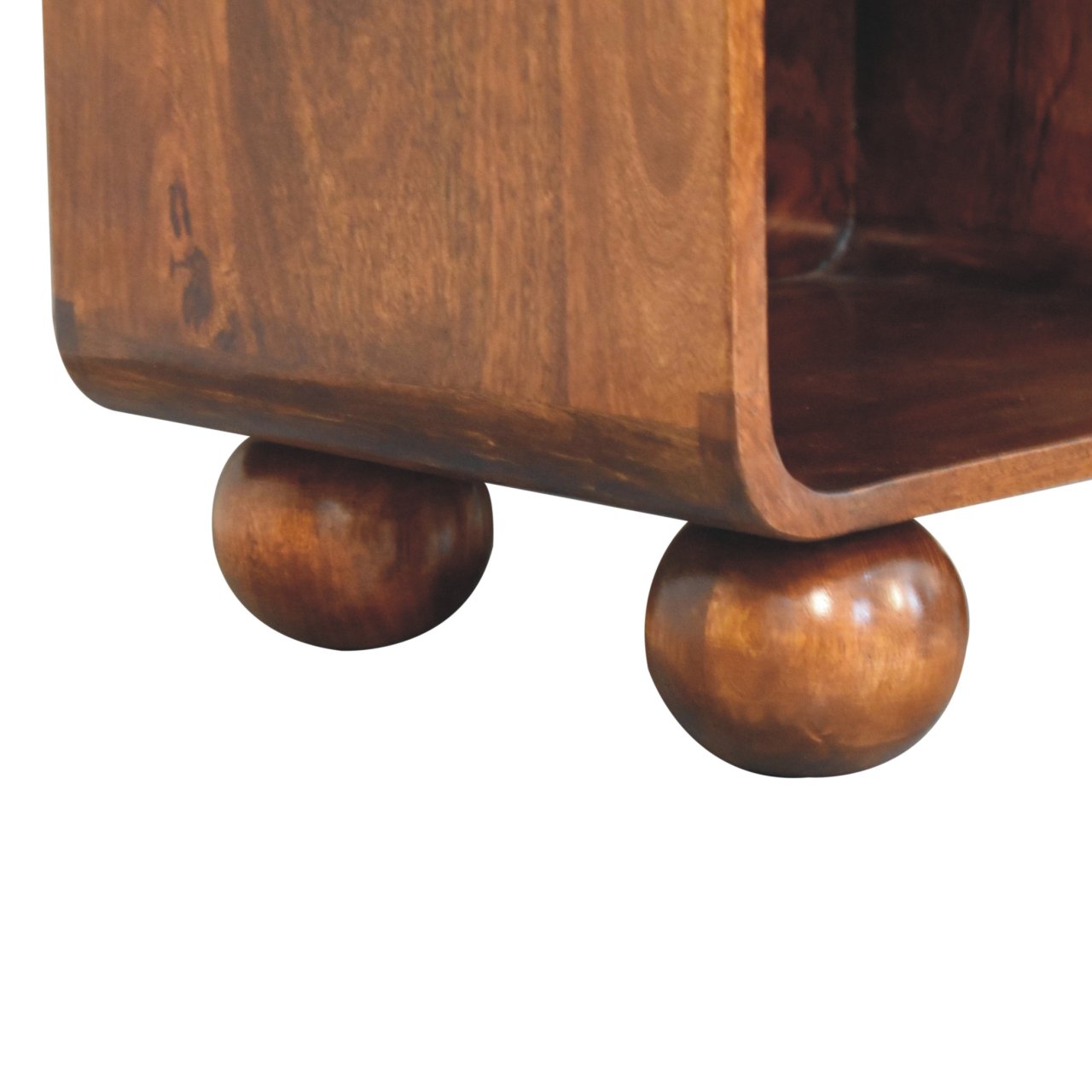 Mango Wood and Rattan Bedside Table, Chestnut Finish