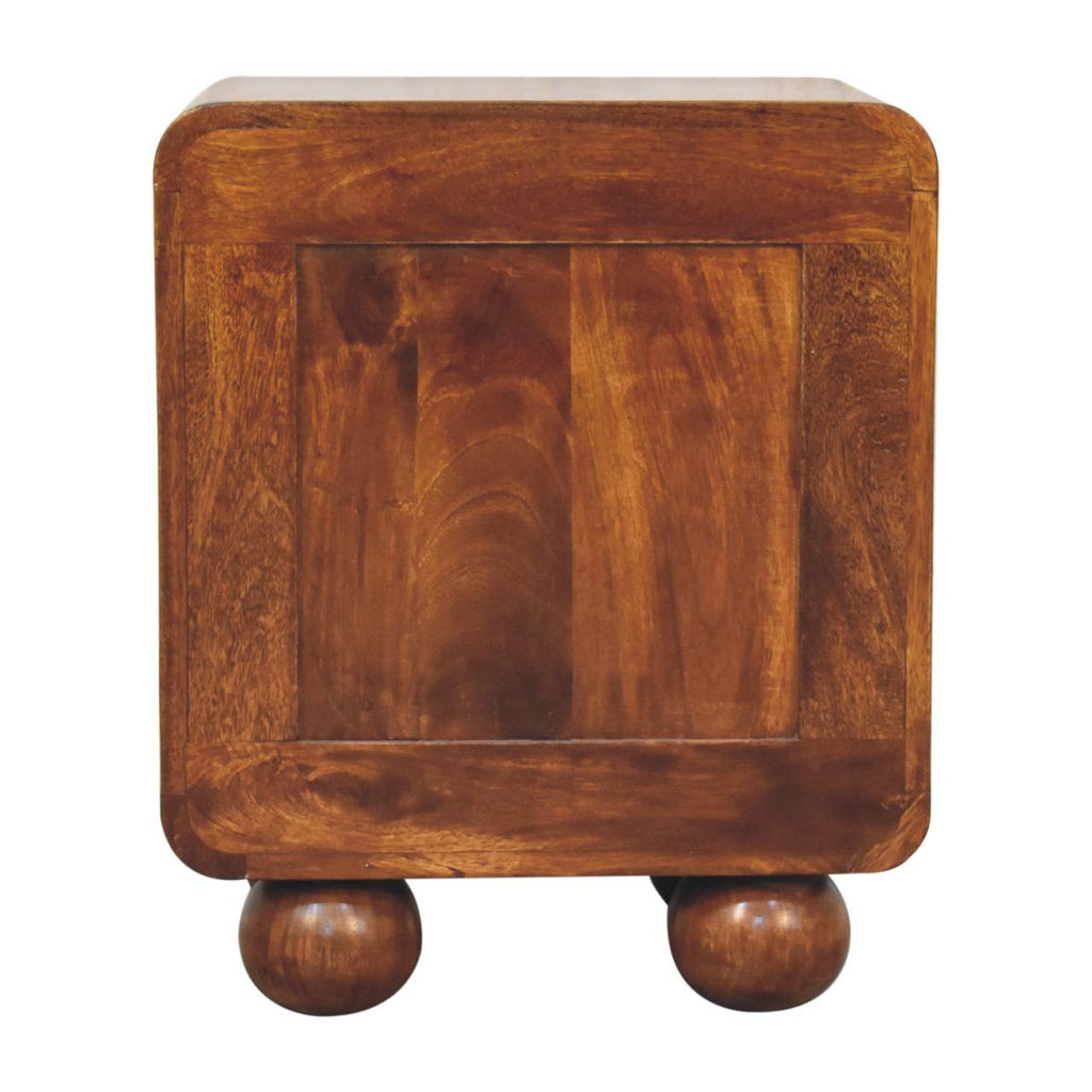 Mango Wood and Rattan Bedside Table, Chestnut Finish