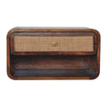 Wall Mounted Open Woven Bedside, Chestnut Finish
