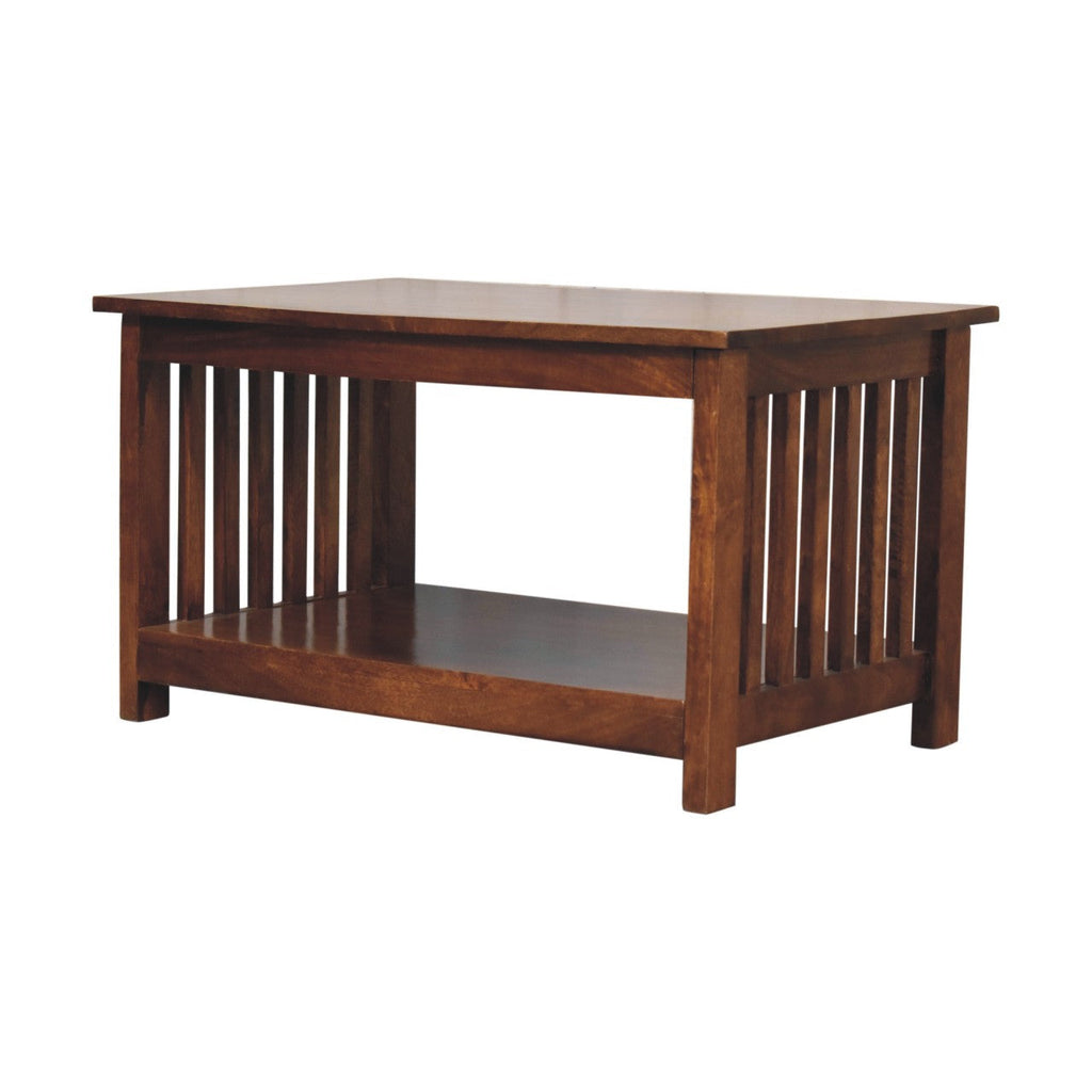 Slatted Wooden Coffee Table, Chestnut
