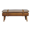 Bouclé Buffalo Hide Leather Bench, Tan