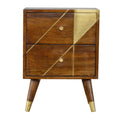 Brass Inlay Bedside, Chestnut