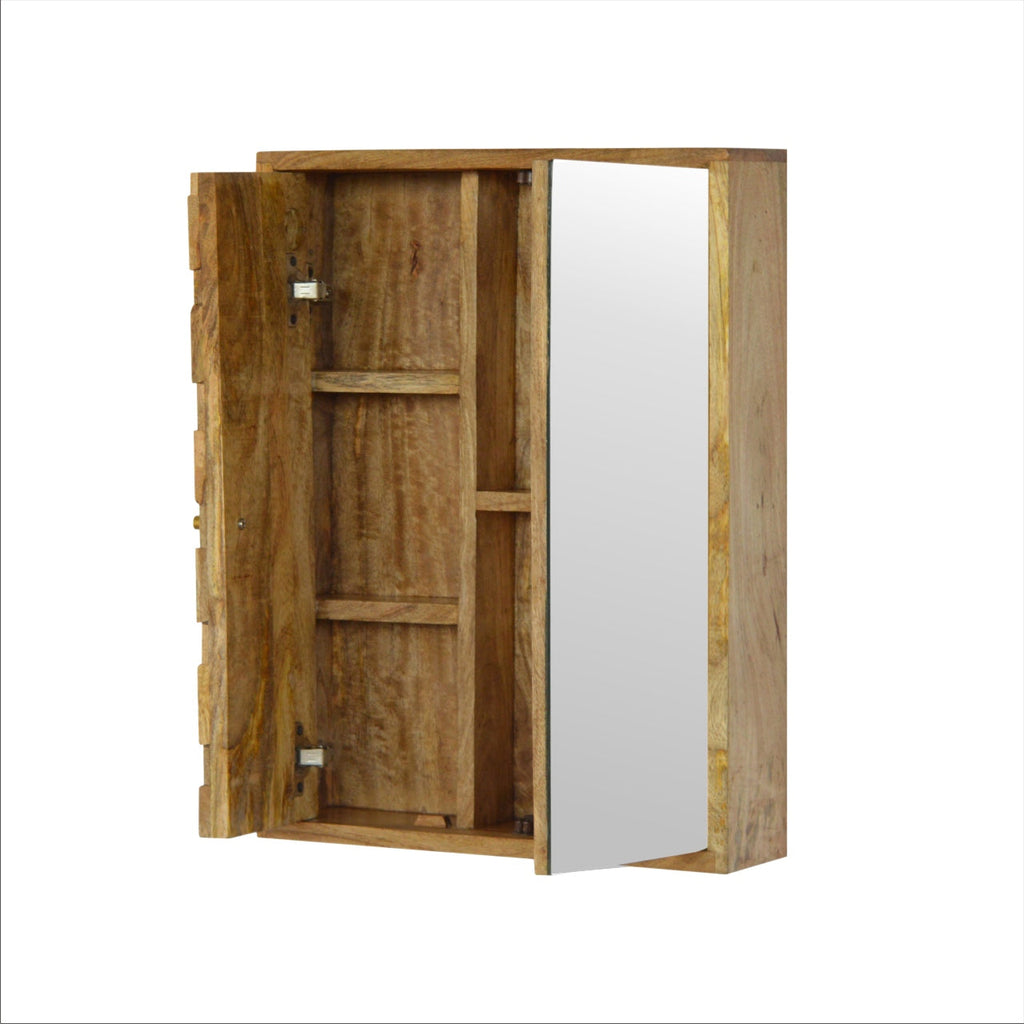 Pineapple Carved Wall Cabinet with Mirror