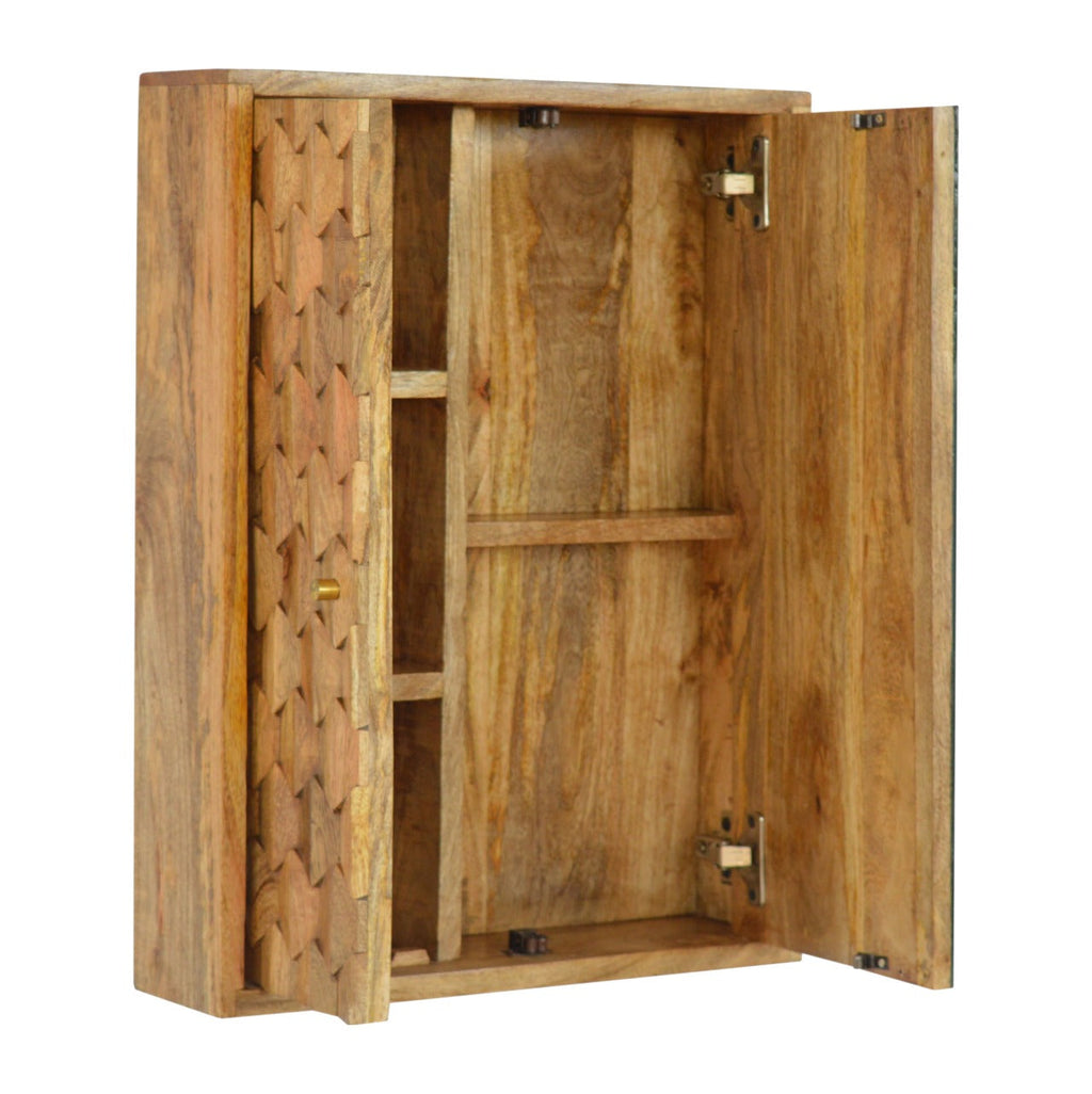 Pineapple Carved Wall Cabinet with Mirror