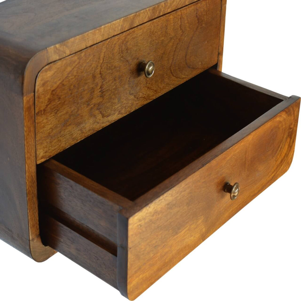 Arto Wide Floating Bedside, Chestnut