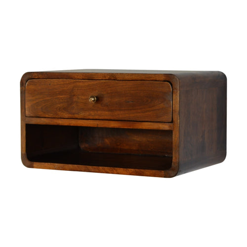 Arto 1 Drawer Floating Bedside, Chestnut