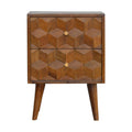 Cube Carved Bedside, Chestnut