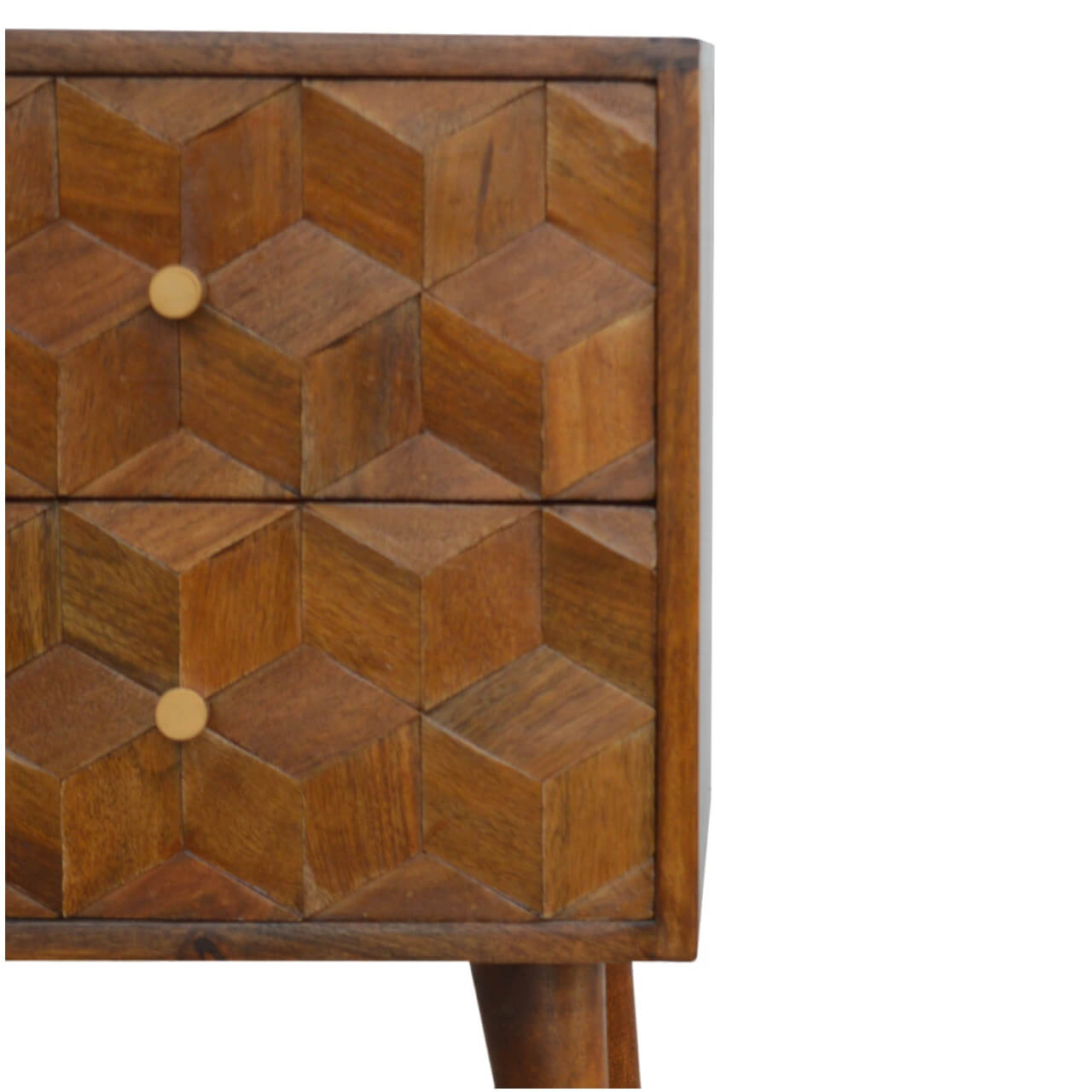 Cube Carved Bedside, Chestnut