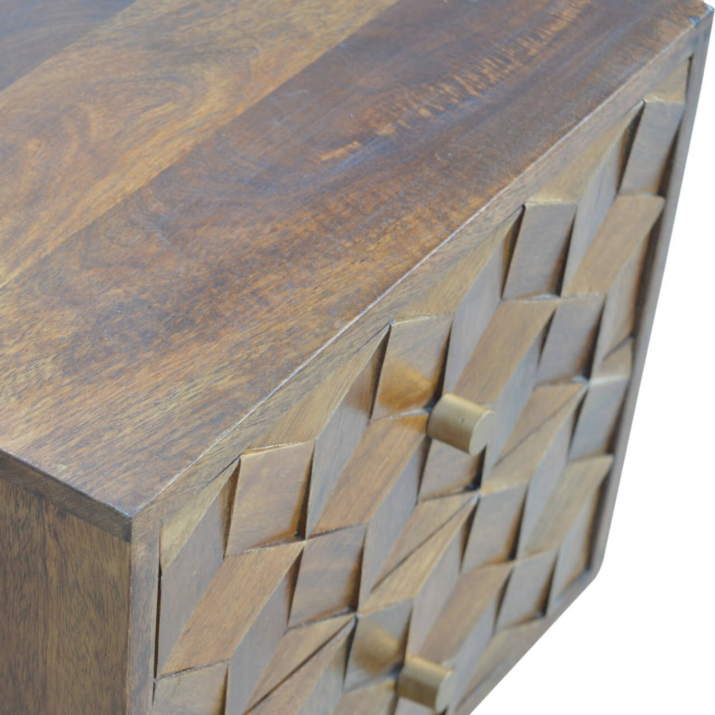 Cube Carved Bedside, Chestnut