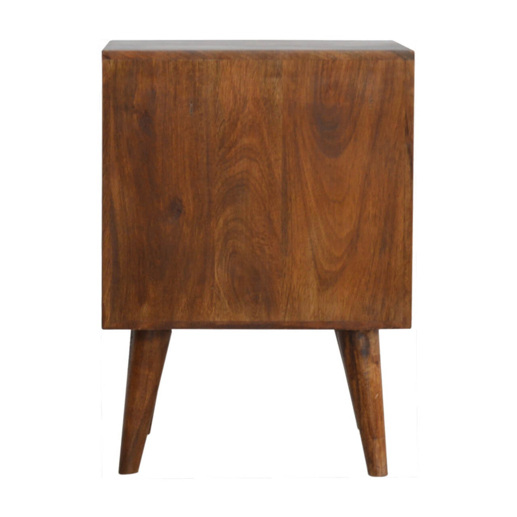 Cube Carved Bedside, Chestnut