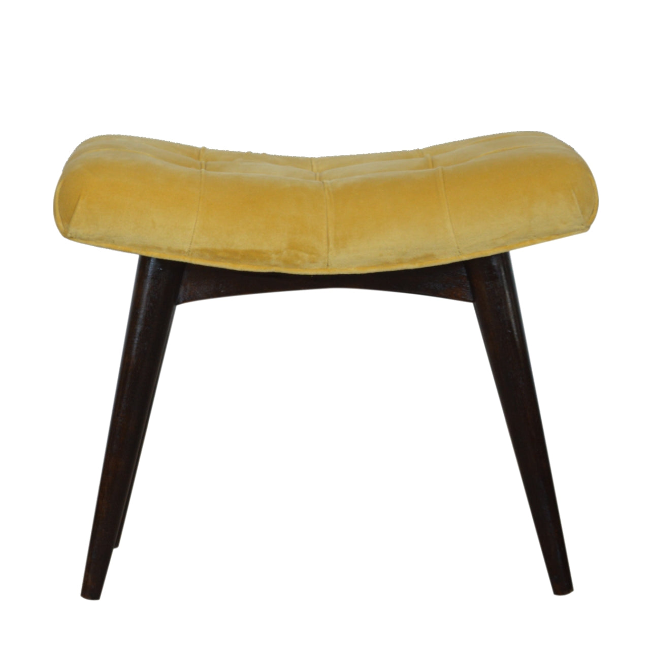 Velvet Curved Bench, Mustard