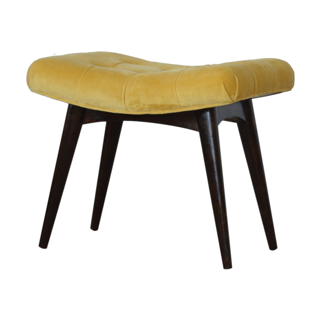 Velvet Curved Bench, Mustard