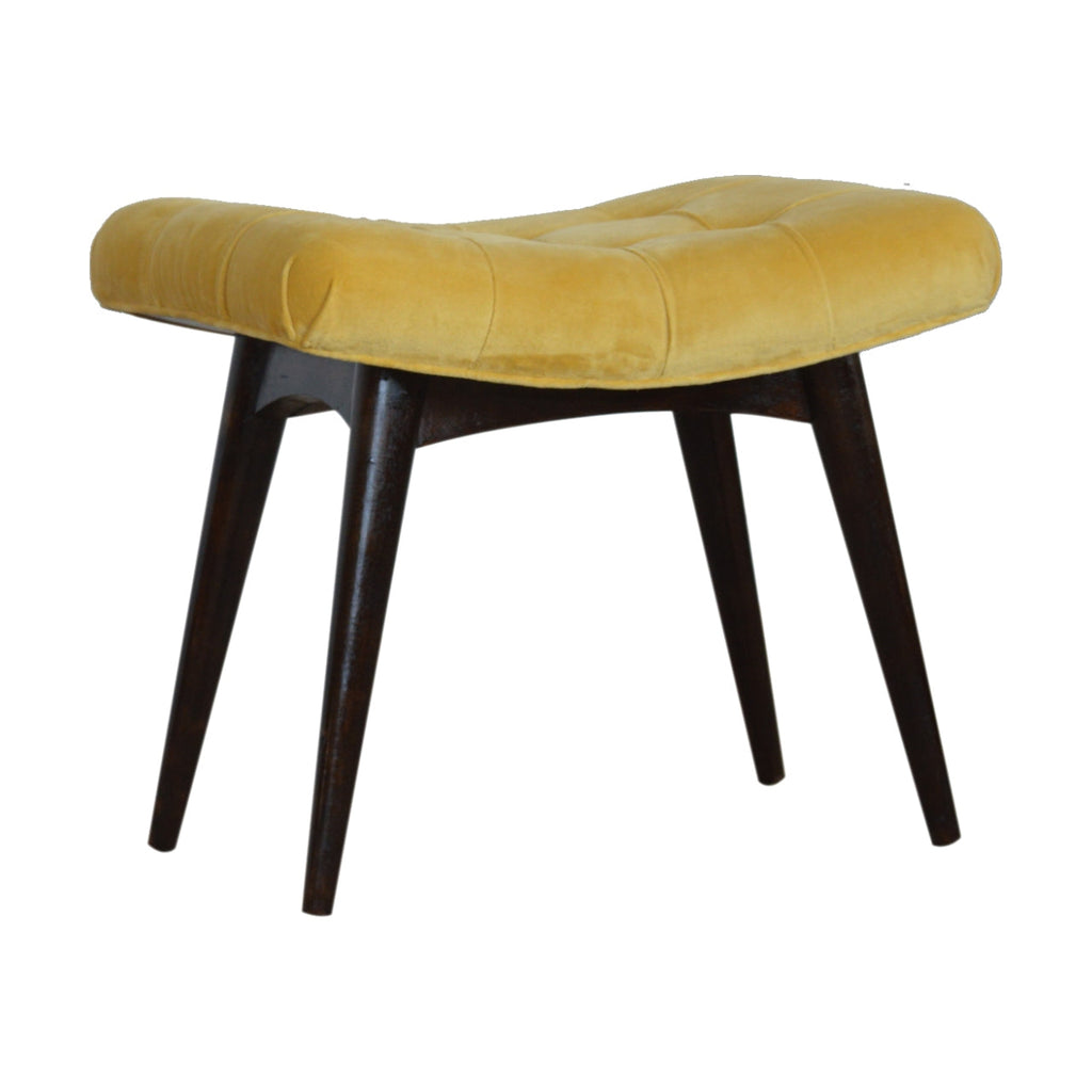 Velvet Curved Bench, Mustard