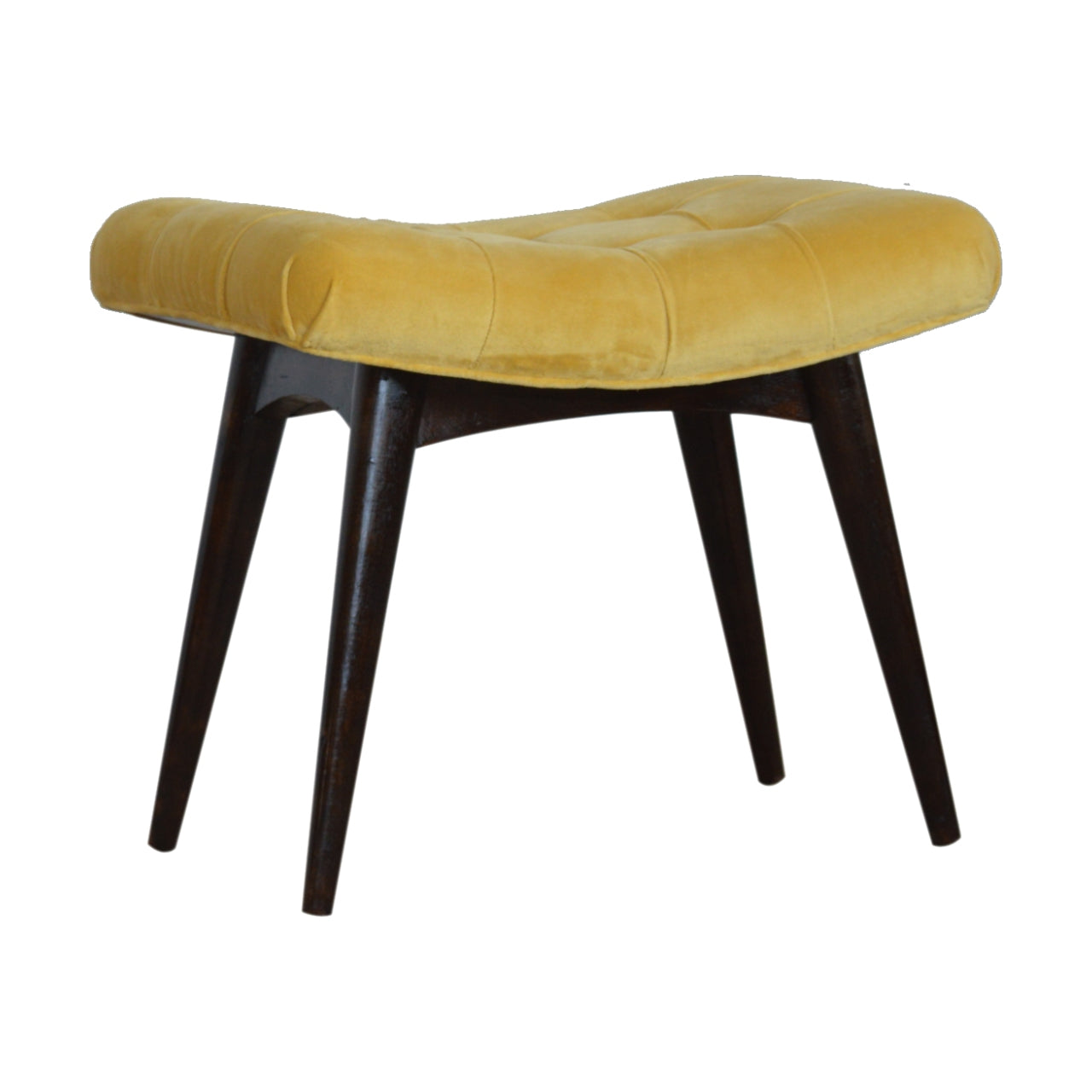 Velvet Curved Bench, Mustard