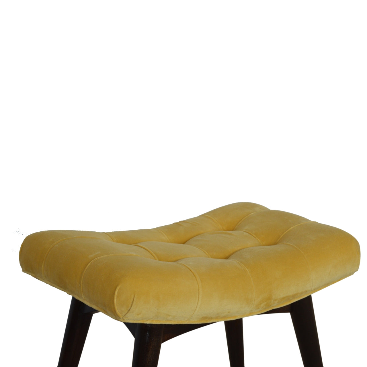 Velvet Curved Bench, Mustard