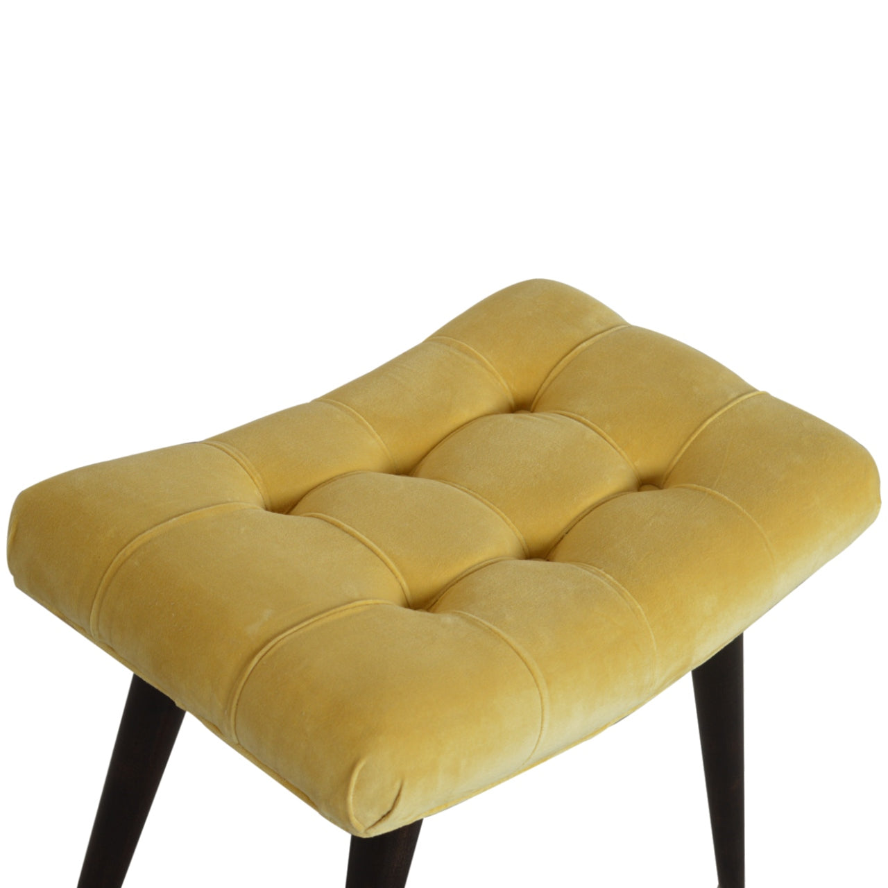 Velvet Curved Bench, Mustard