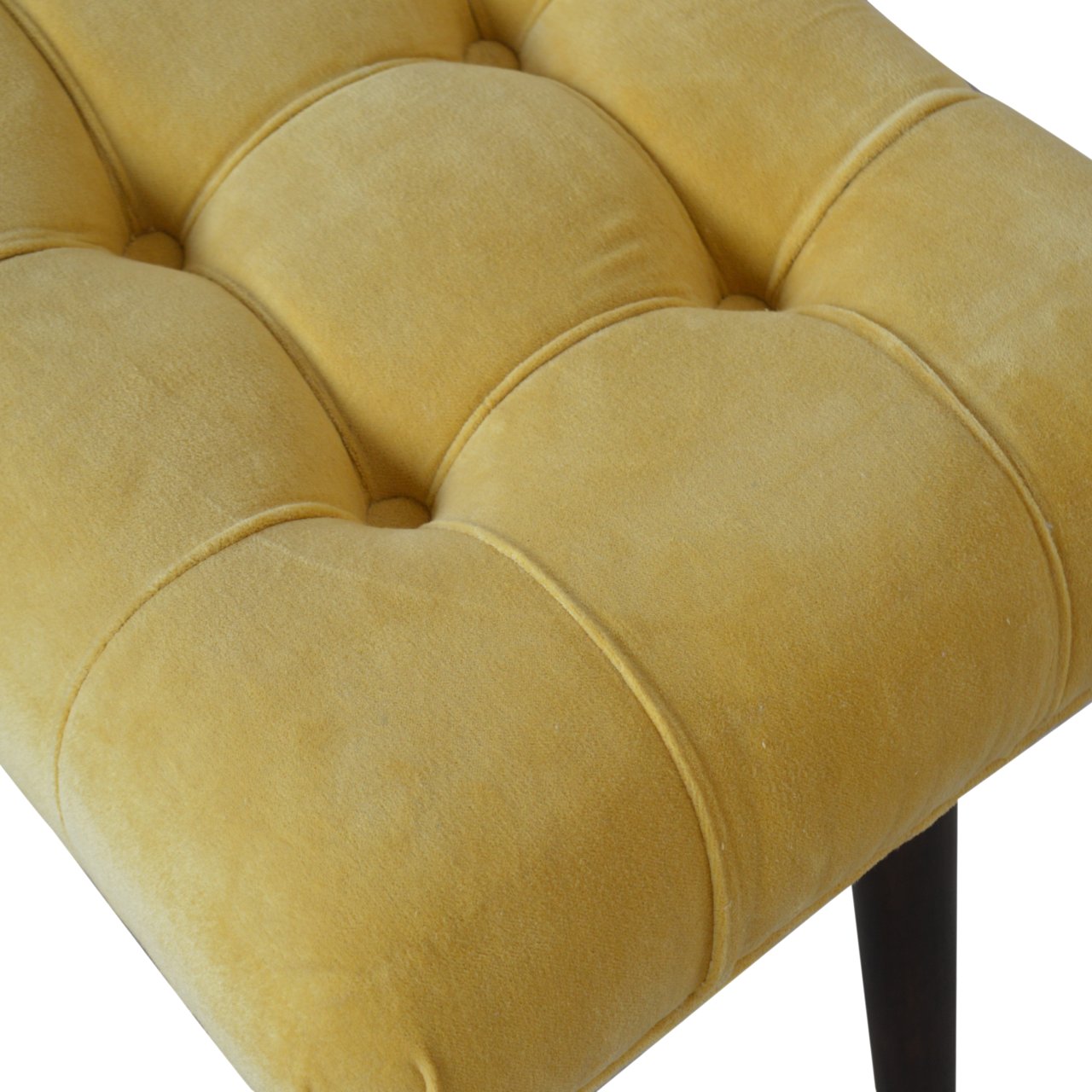 Velvet Curved Bench, Mustard