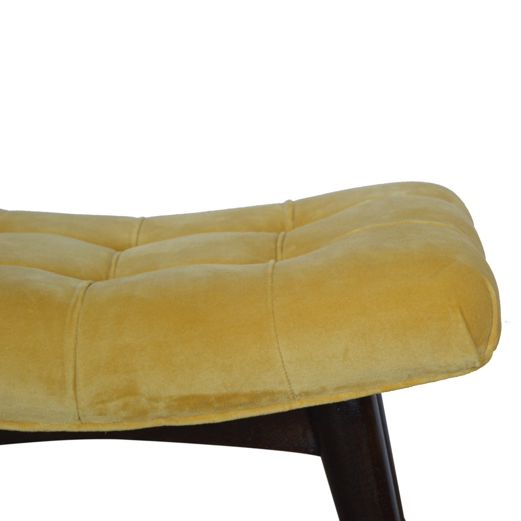 Velvet Curved Bench, Mustard