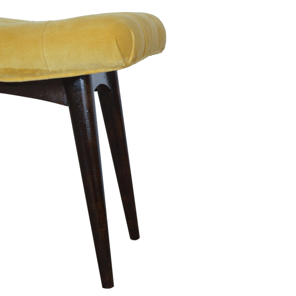 Velvet Curved Bench, Mustard