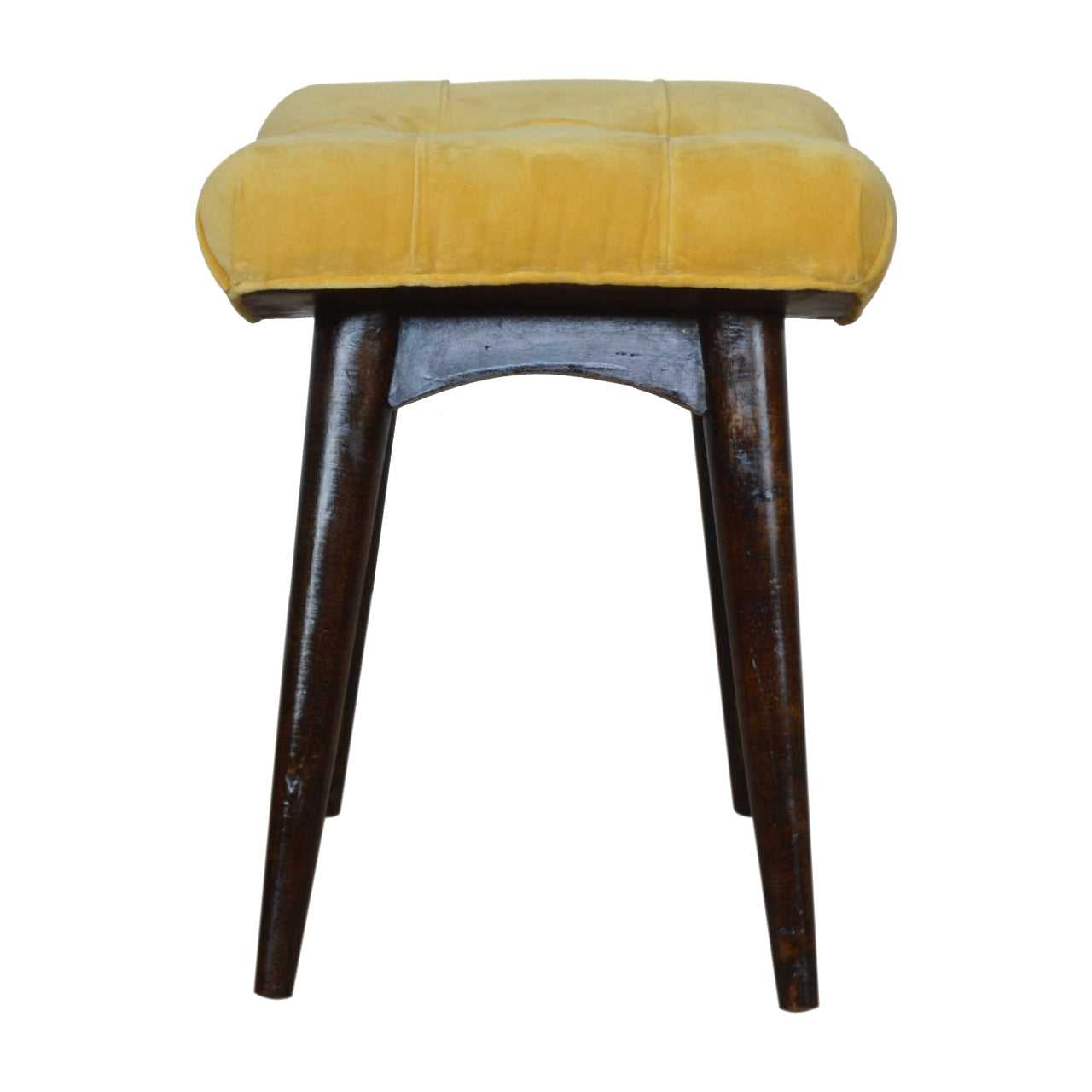 Velvet Curved Bench, Mustard