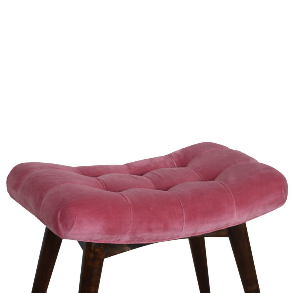 Velvet Curved Bench, Pink