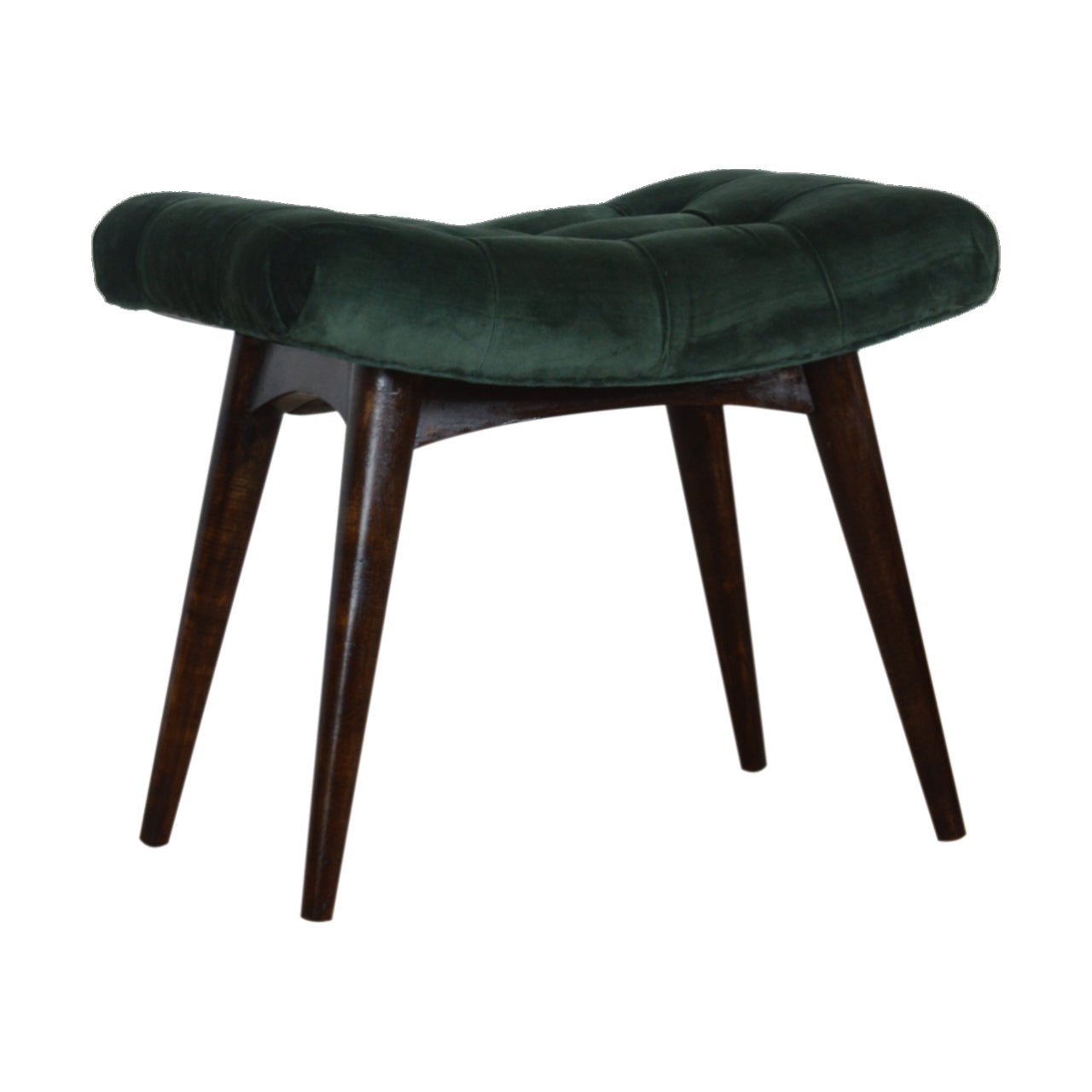 Velvet Curved Bench, Emerald Green