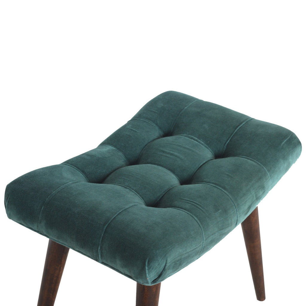 Velvet Curved Bench, Emerald Green