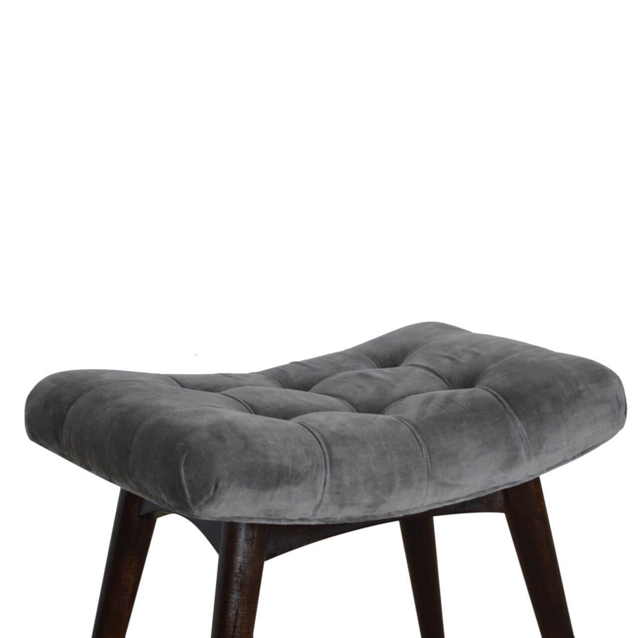 Velvet Curved Bench, Grey