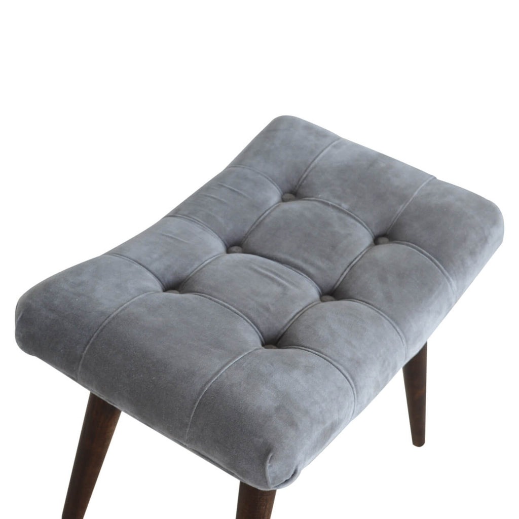 Velvet Curved Bench, Grey