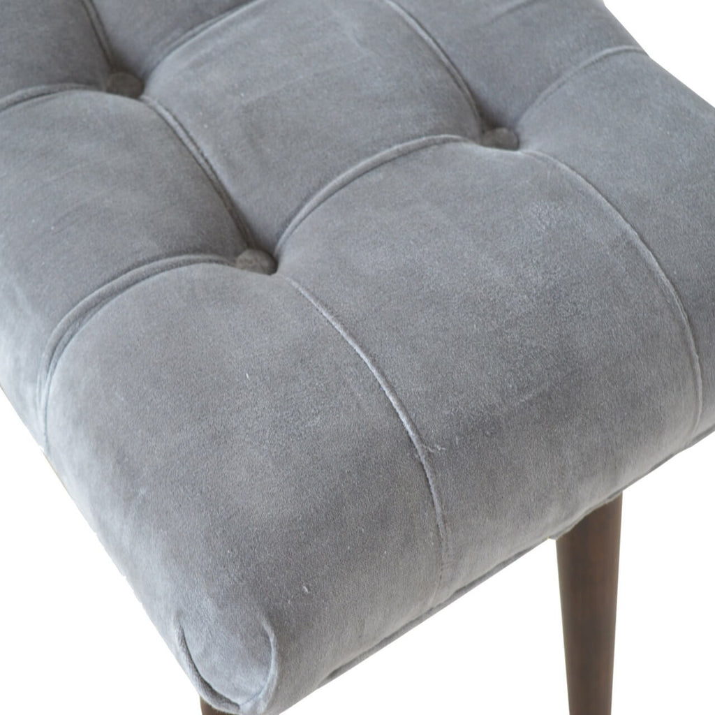Velvet Curved Bench, Grey