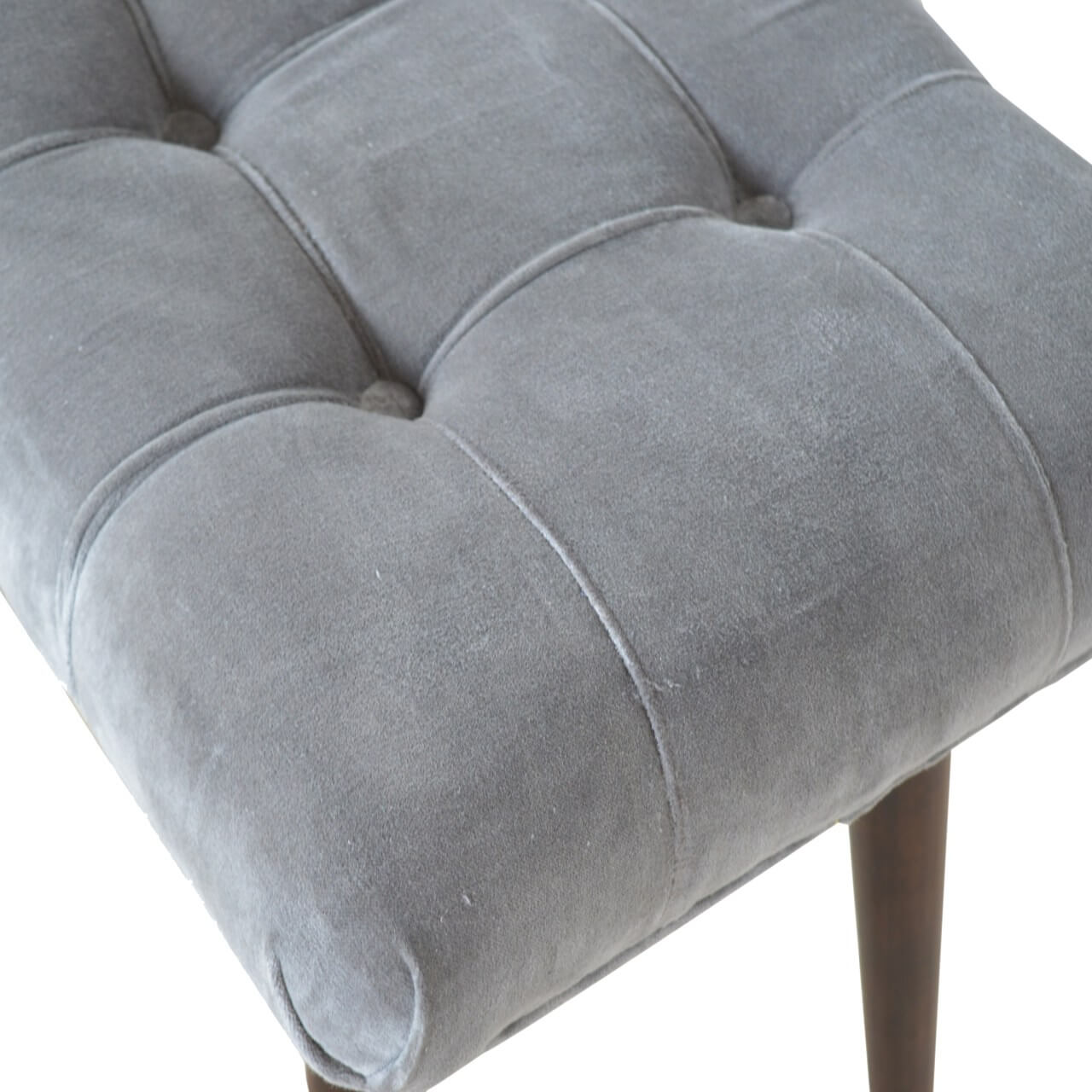 Velvet Curved Bench, Grey